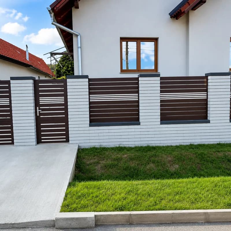 Gard Aluminiu Combinat – Lamele de Diferite Lățimi și Culori